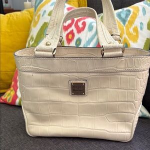 Dooney & Bourke Ivory Croc-Embossed Tote satchel leather